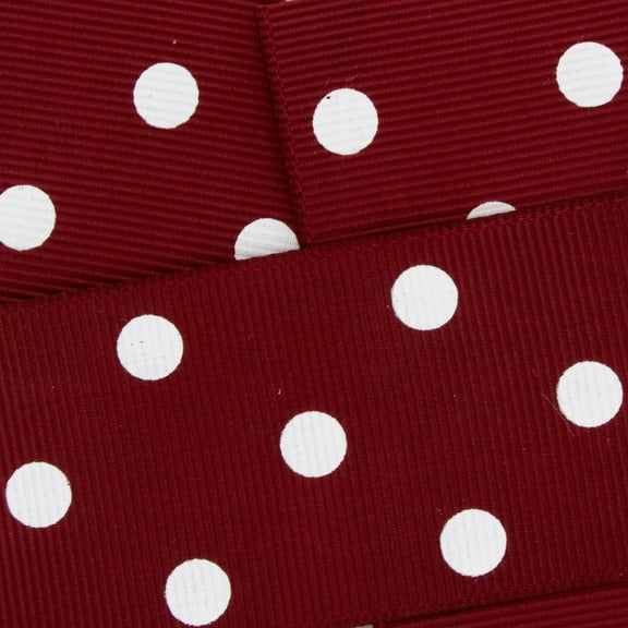 1.5" Grosgrain Ribbon White Dots 789 Maroon 5 Yard HBC Brand