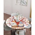 thumbnail image 2 of Fitted Round Tablecloths Table Covers 36-44in,Fall Thanksgiving Gnome Maple Leaves Waterproof Elastic Edged Table Cloth for Kitchen Dining Holiday Party Tables Decor,Autumn Tree Pumpkin on White, 2 of 6