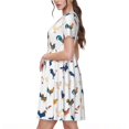 thumbnail image 2 of Balery Various Rooster Vestidos sueltos de manga corta para mujer, vestidos de verano 2025, vestidos casuales de corte A con vuelo., 2 of 6