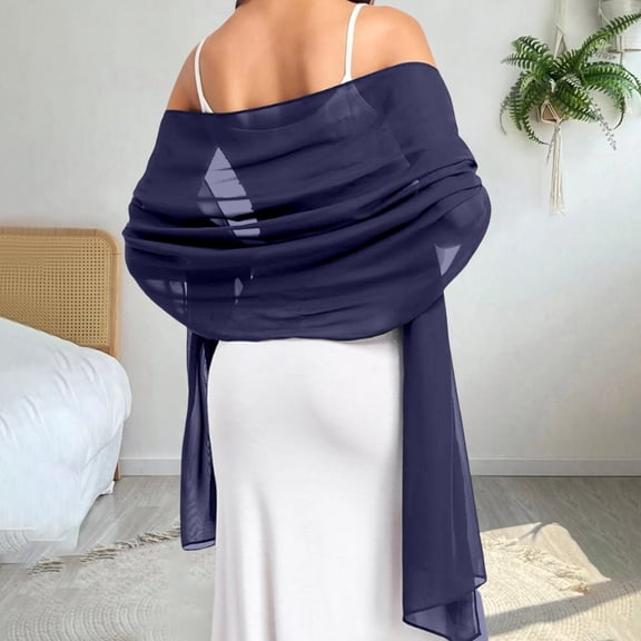 Gbobgt Women's Evening Shawl Lightweight Soft Elegant Scarf for Wedding Bride Bridesmaid Formal Events Navy