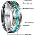 thumbnail image 5 of Men's 8mm Tungsten Carbide Ring Real Blue/Green Opal and Abalone Shell Wedding Engagement Ring Band Size 6 to 14, 5 of 6