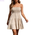 thumbnail image 2 of Kureaily Short Dress Solid Ruffle Hem Sleeveless Summer Mini Sexy (White,XX-Large), 2 of 6