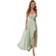 thumbnail image 3 of Vestidos de dama de honor con cuello en V y cintura fruncida de satén plisado vestido de fiesta formal YMS277, 3 of 5