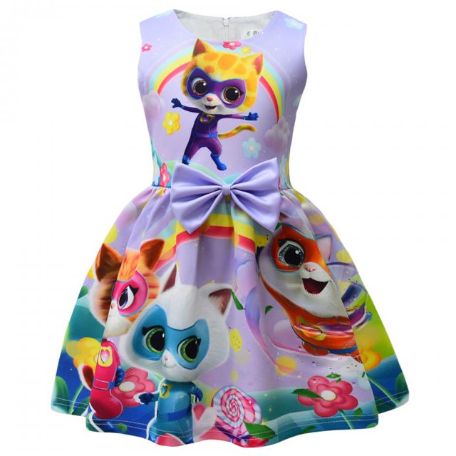 Super Kitties Vestido De Princesa Rosa Púrpura Para Niños , Halloween , Navidad , Fiesta De Cumpleaños , Disfraz Para Niñas , Ajuste De 3 Años A 9