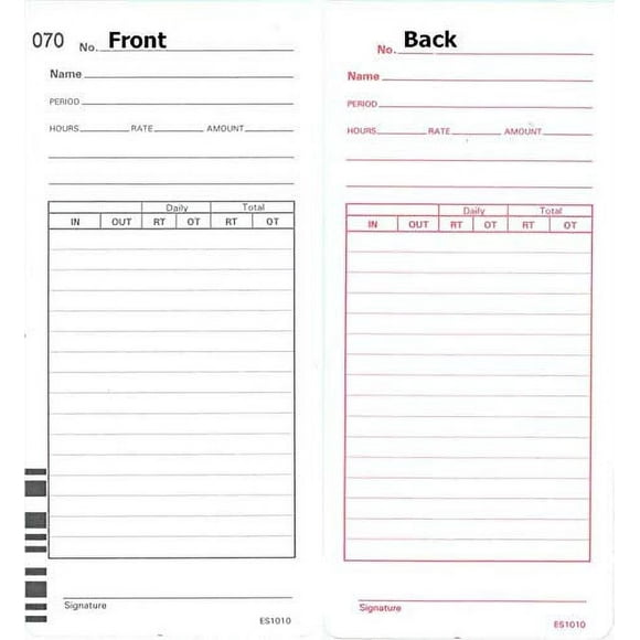 600 ES1010 Time Cards for Acroprint ES1000 Calculating Time Recorder, Compatible by COMPUMATIC