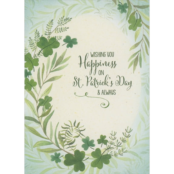 Designer Greetings Swag of Shamrocks and Greenery: Wishing You Happiness St. Patrick's Day Card