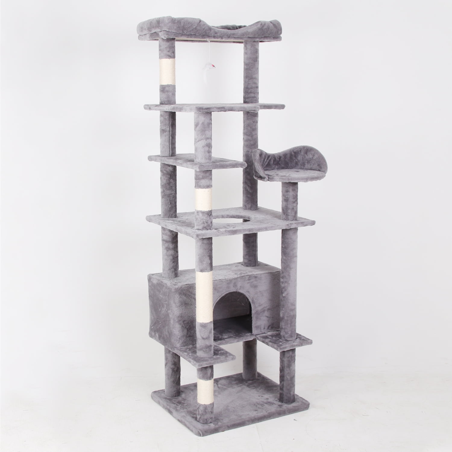 Pefilos 71" Multi-Level Cat Tree Tower for Indoor Cats, Cat Condo for Large Cats with Sisal-Covered Scratching Posts, Gray Pefilos 71" Multi-Level Cat Tree Tower for Indoor Cats, Cat Condo for Large Cats with Sisal-Covered Scratching Posts, Gray