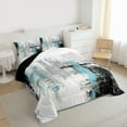 thumbnail image 3 of jejeloiu Modern Grunge Pastel Twin Comforter Sets,White Blue Black Bedding Set For Men Women Reversible 2 Pieces, 3 of 8