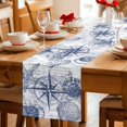 thumbnail image 5 of Purple Blue Compass Table Runner 72 Inches, Vintage Nautical Summer Ocean Shell Bed Runner Dresser Scarves Tabletop for Indoor Outdoor Parties/Ceremony/Banquet, 18" x 72", 5 of 9