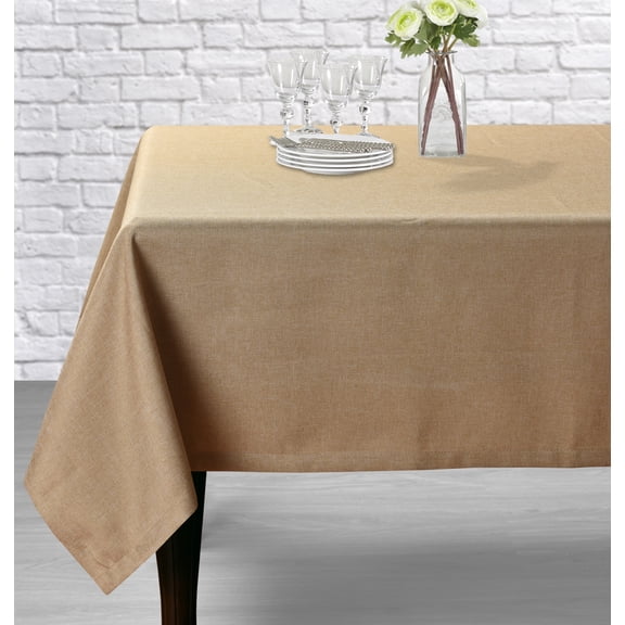 Aiking Home Classic Fine Faux Linen Table Cloth-Size 52"x 70", Wheat