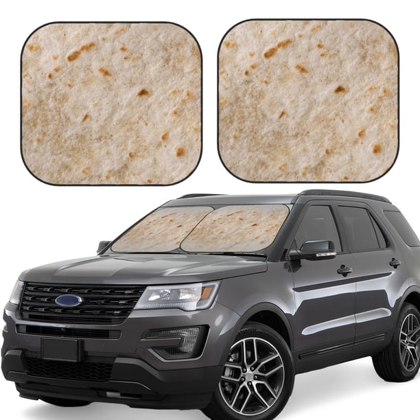 Balery Tortilla Parasol para parabrisas de coche de 2 piezas | Parasol plegable para parabrisas delantero de coche para la mayoría de sedanes-Medium
