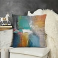 thumbnail image 2 of YINGXI  Throw Pillow Cover Canvas Colors Shading Acrylic Painting Red Orange Blue and Turquoise Contemporary Mix Media Decorative Pillow Case Home Decor Square Pillowcase 22x22in, 2 of 5