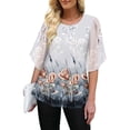 thumbnail image 3 of ONLYSHE Womens Crew Neck Flowy T Shirts Short Sleeve Pleated Ruffle Summer Tunic Tops Loose Fit Henley Blouse, 3 of 6
