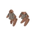 thumbnail image 2 of Conjunto de otoño para niño y niña: camisa con capucha a cuadros, chaqueta y pantalón deportivo., 2 of 9