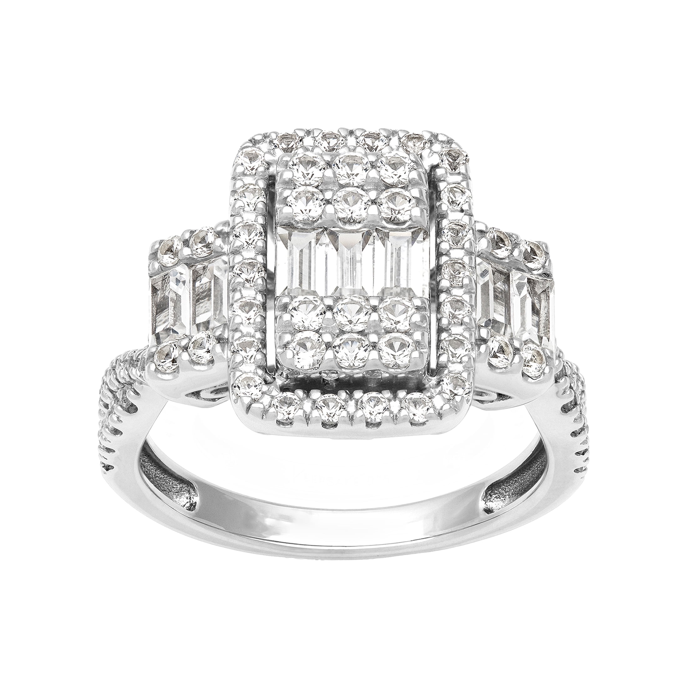 1 3/8 Carat TGW Created White Sapphire Women's "Lumina Gem" Engagement Ring in Sterling Silver
