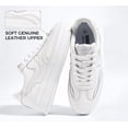 thumbnail image 4 of LUCKY STEP Womens Platform Fashion Sneakers Thick Sole Suede Faux Leather Casual Shoes,White, 4 of 11