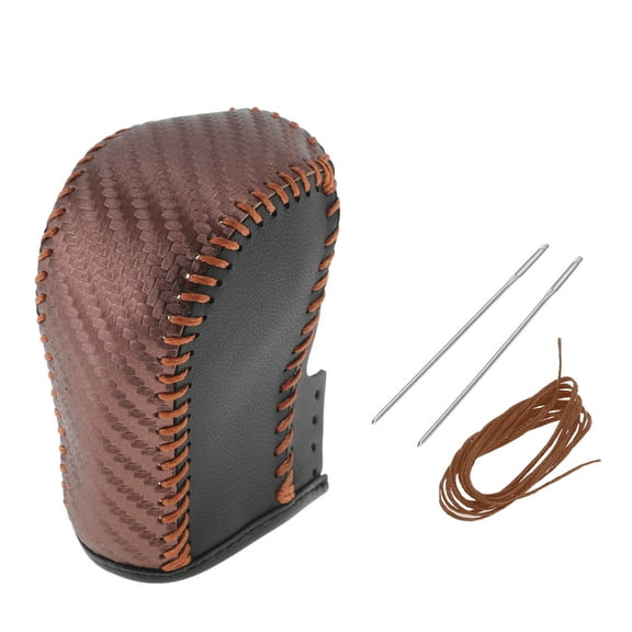 Unique Bargains Anti-Slip Gear Shift Knob Cover Car Stick Shifting Handle Protector for Acura ZDX 2010-2012 Black Brown Faux Leather