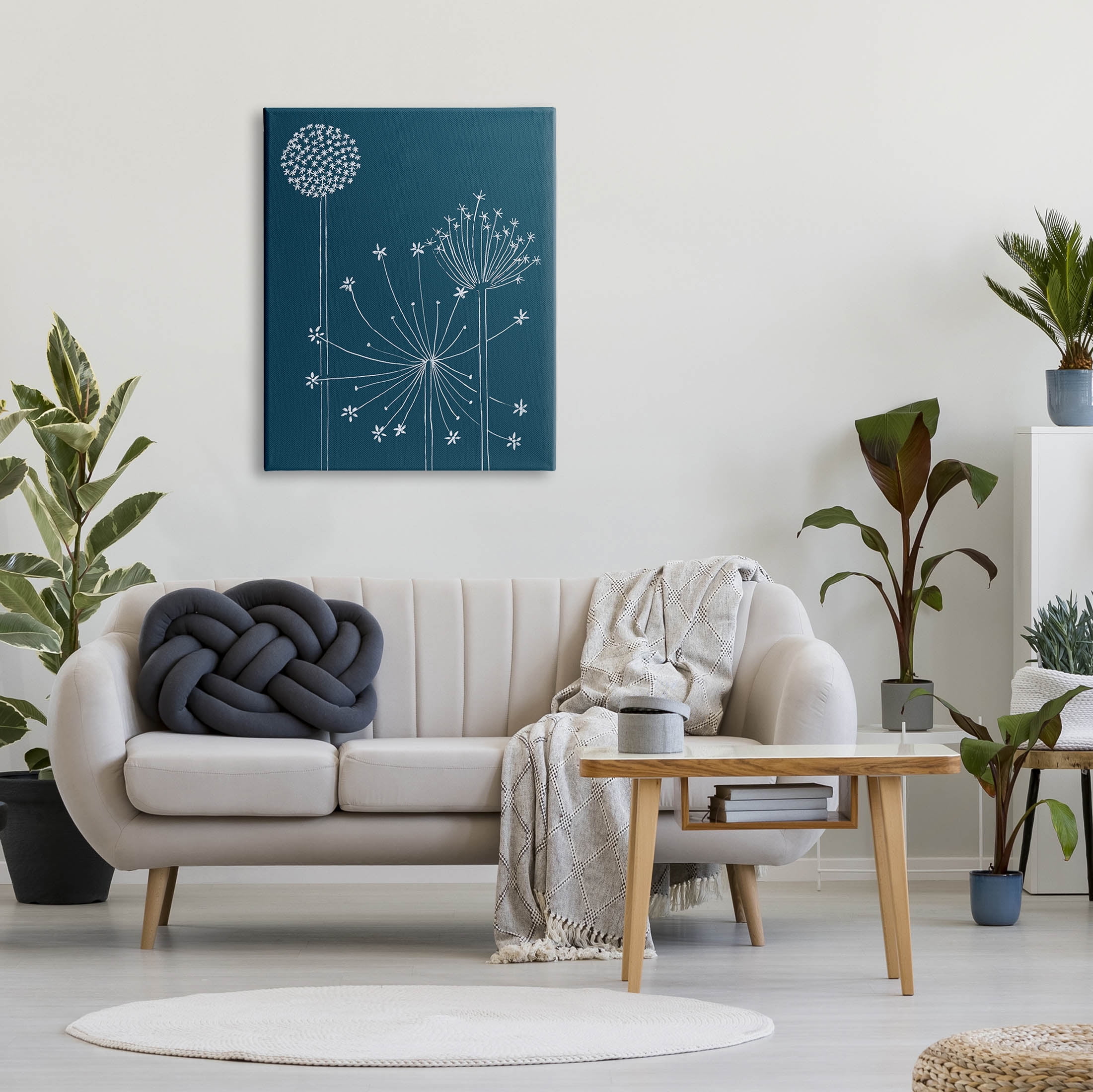 Stupell Industries Dandelion Wildflower Botanical Outlines Graphic Art Gallery Wrapped Canvas Print Wall Art, Design by Alicia Longley