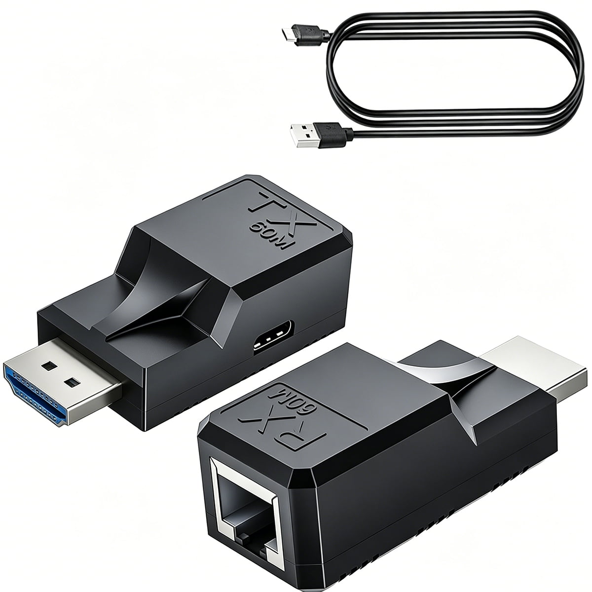 Hdmi Extender Over Single Ethernet Cat5/6 Cable,Support 196ft/60M HD audio and video 1080P@60H stable transmission,HDMI Male to Male RJ45 Network LAN Converter Repeater,for PC,PS3/4,Projector,Monitor