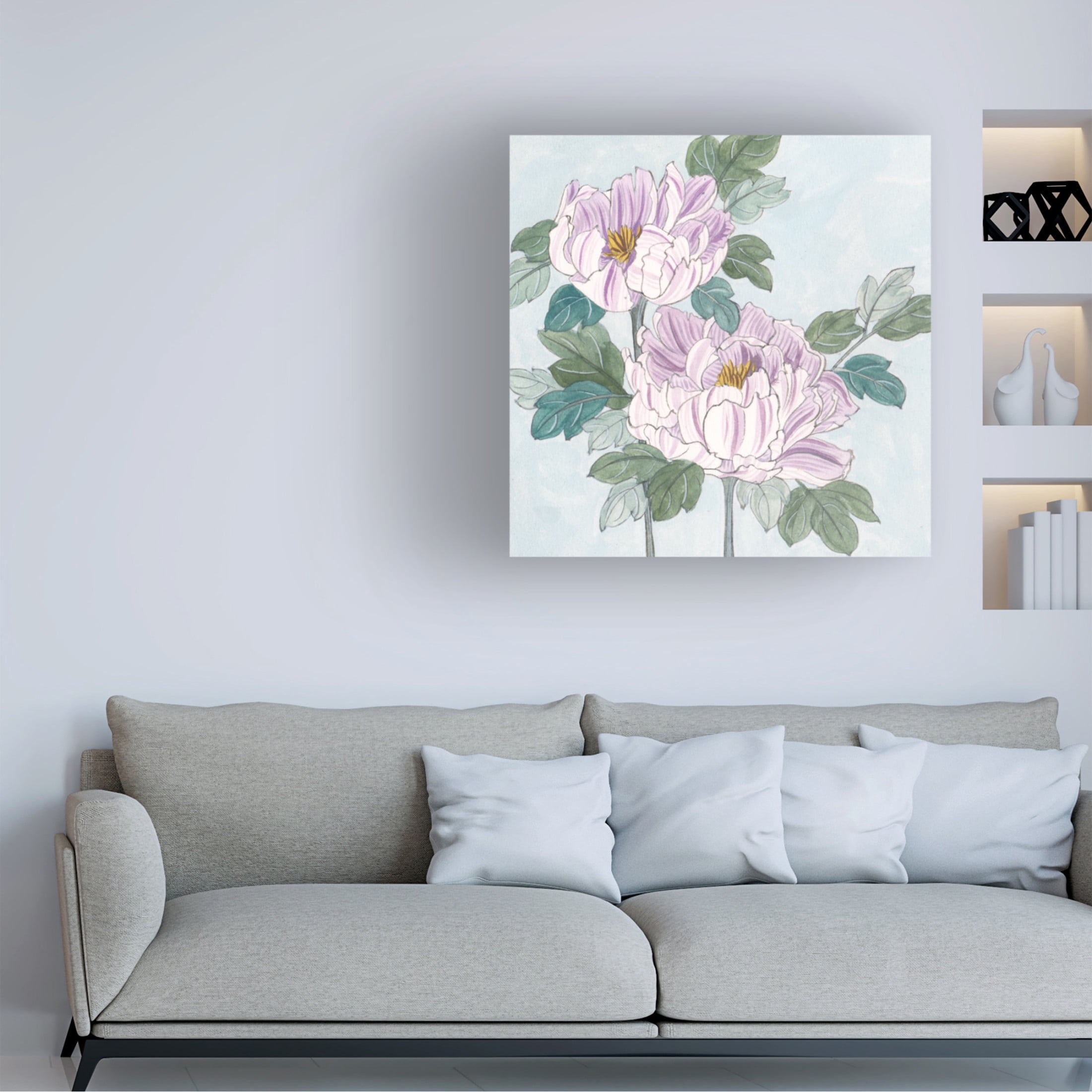Trademark Fine Art Melissa Wang Striped Peonies II Canvas Wall Art