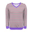 thumbnail image 5 of thefmos Women's Fall Winter Striped Long Sleeve V Neck Pullover Tops Dressy Casual Blouses Loose Cute Shirts Vacation Fashion Clothes, Purple XL, 5 of 6