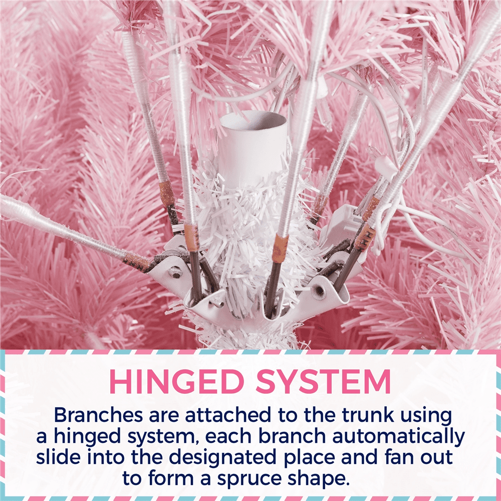 Alden Design 9Ft Pre-lit Flocked Artificial Christmas Tree with Incandescent Warm White Lights, Pink Gradient