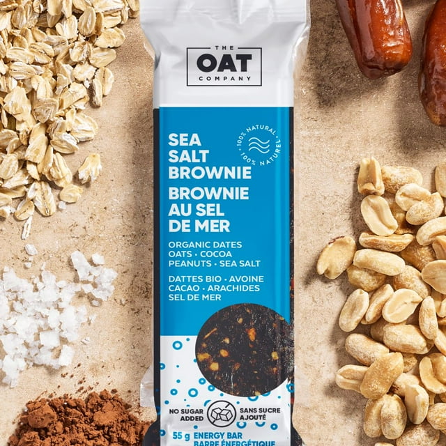 All Natural Oat Bar, 12 Count, 12 x 55g - Sea Salt Brownie (Gluten-Free, Dairy Free, No Added Sugar)