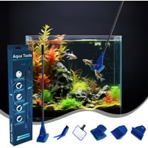 Aquarium Clean Tool 5 in 1 Fish Tank Cleaning Kit Algae Scraper Scrubber Pad Adjustable Long Handle Fish Tank Brush Cleaner Set