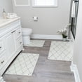 thumbnail image 1 of Geometric Design 3 Piece Bathroom Rugs Set - Non-Slip Ultra Thin Bath Rugs for Bathroom Floor - Washable Cotton Bathroom Mats Set, 1 of 8
