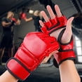 thumbnail image 4 of BOROCO Guantes De Boxeo Sin Dedos, 1 Par De Guantes De MMA para Adultos, Guantes De Palma Abiertos De Medio Dedo para Kickboxing, Muay Thai, Taekwondo, Uso para Hombres Y Mujeres(Rojo), 4 of 5