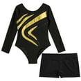 thumbnail image 3 of Alvivi Kids Girls Ballet Dance Long Sleeve Gymnastics Leotard with Booty Sports Tracksuit Dancewear Gold 4, 3 of 7