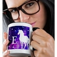 thumbnail image 2 of 3drose, Letter E Monogram Unicorn Purple Space Stars Personalized Initial E, 15oz Two-tone Black Mug, 2 of 6