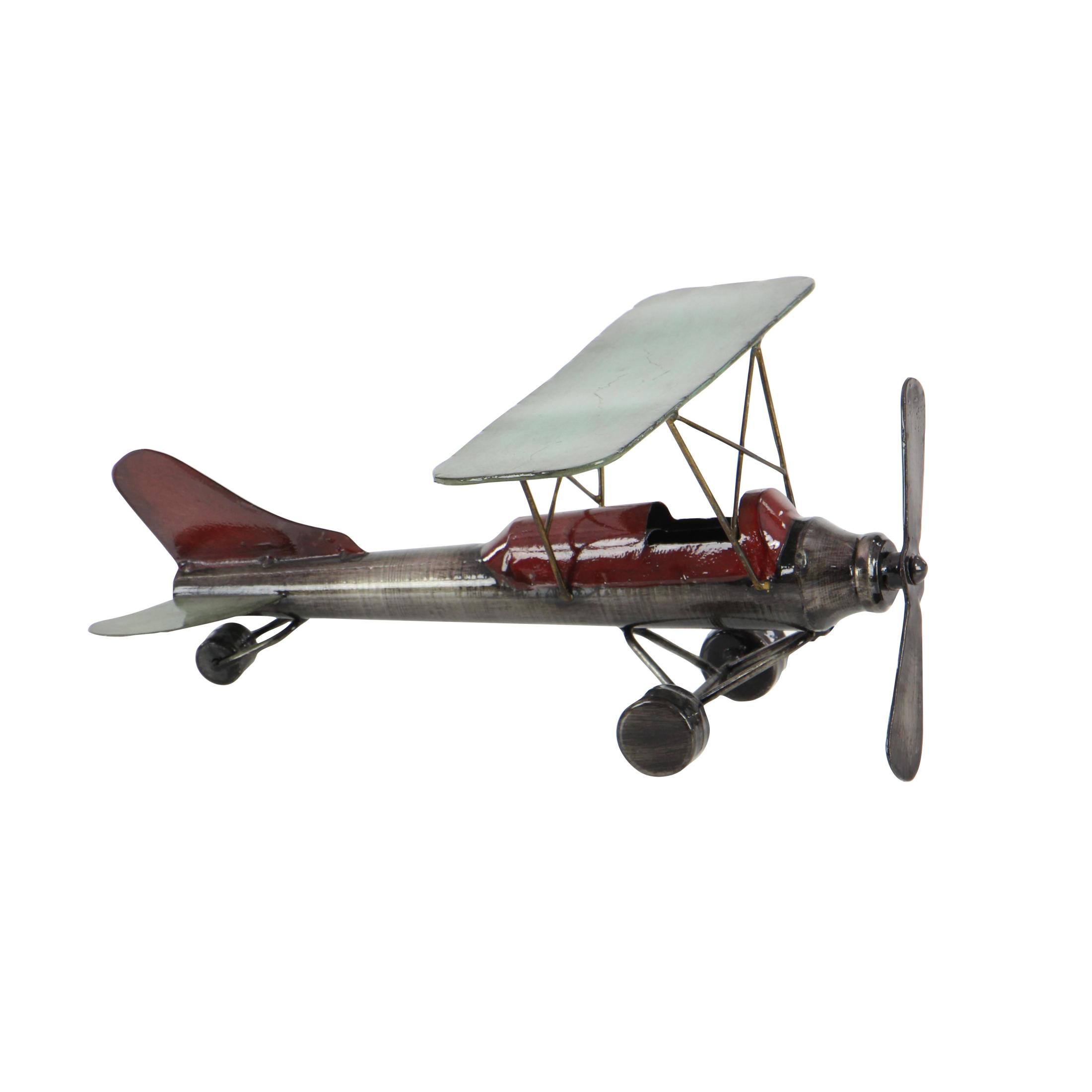 14" x 6" Gray Metal Airplane Sculpture, by DecMode