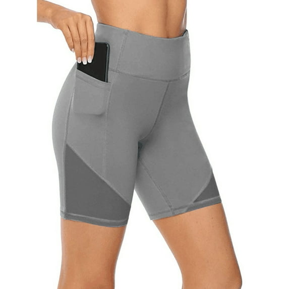 Niuer Women Plus Size Lounge Active Wear Summer Workout Yoga Sweat Short Pant Stretch High Waist Bike Gym Exercise Legging Pocket