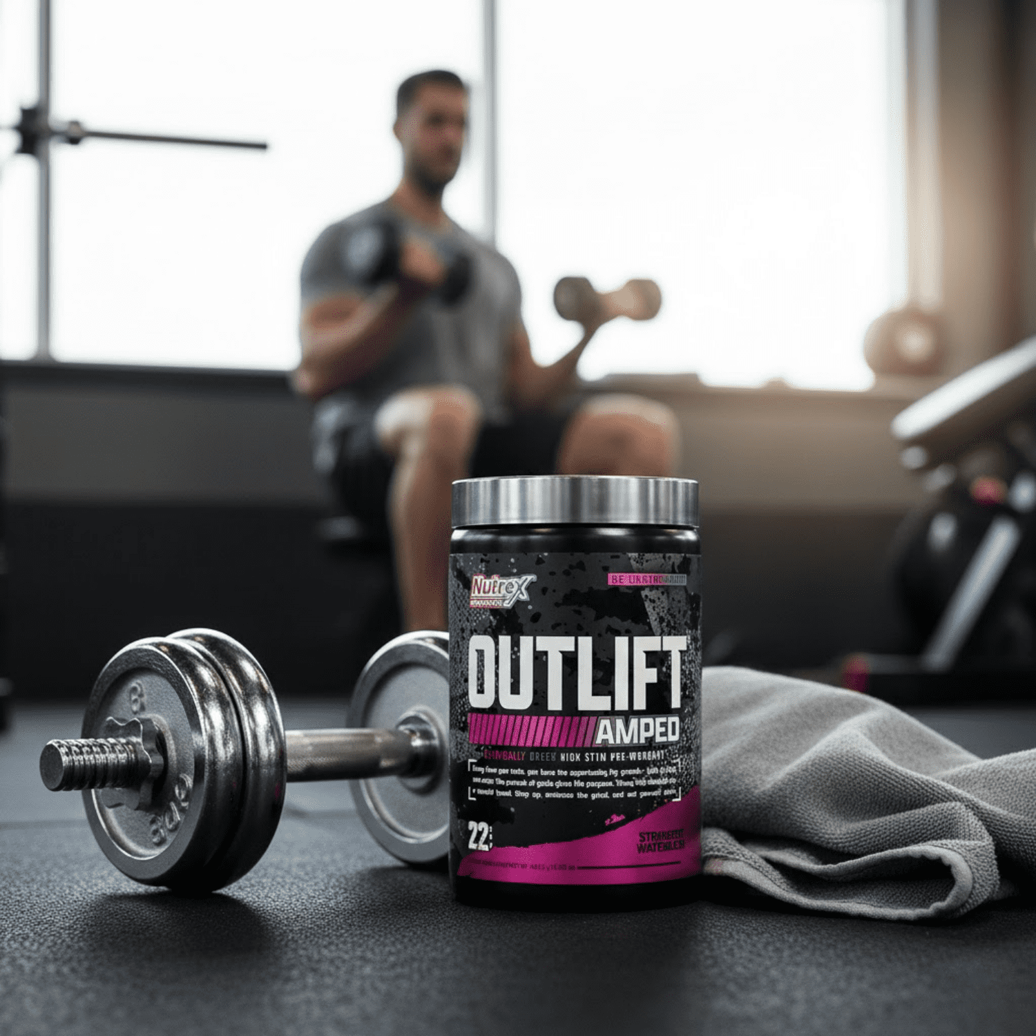 Nutrex Research OUTLIFT Amped Strawberry Watermelon High Stim Pre Workout Powder 22 Servings