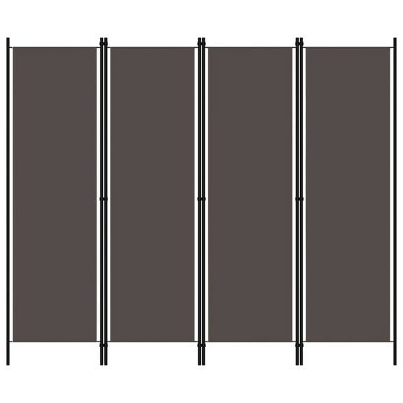 Freestanding Room Divider with 4 Panels, Dark Gray Fabric, 71x79 Iron