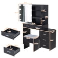 thumbnail image 3 of Zimtown Vanity Desk Set with Adjustable Lighted Mirror, Modern Makeup Table with 5 Drawers and Stool, Dressing Desk for Bedroom, Black, 3 of 13