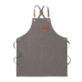 thumbnail image 2 of veasfak Canvas Apron Oilproof Canvas Cross Back Chef Apron for Work Shop Cooking Men Gray, 2 of 7