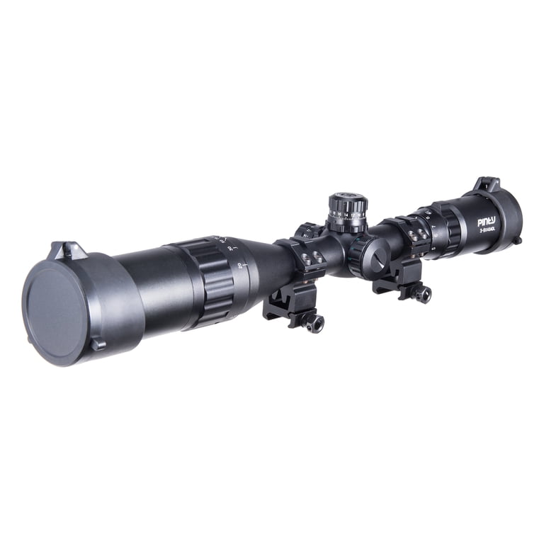 PINTY 3-9✕40AOL スコープ 台座付き Pinty 3-9x40AO RGB Mil Dot Riflescope Combo with Sunshade Flip-Up