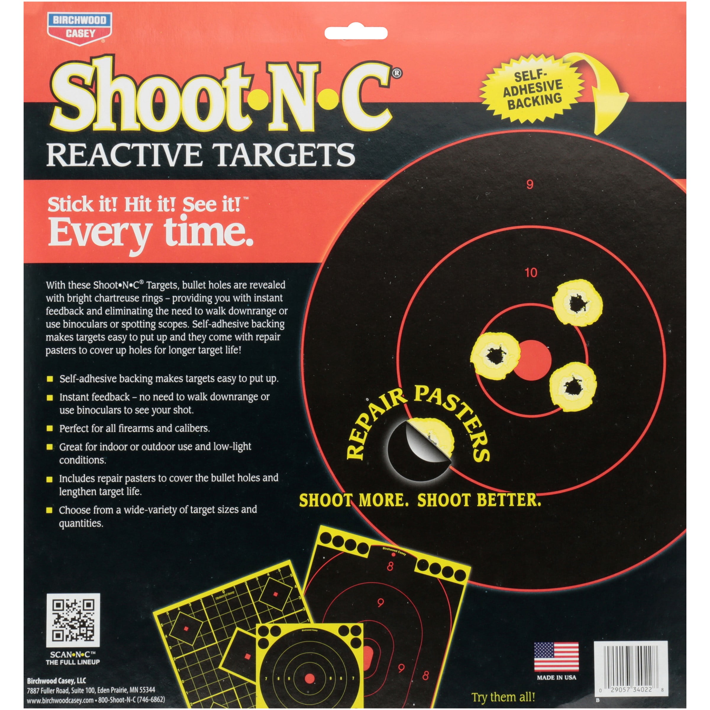 Birchwood Casey Shoot-N-C 12" Bull's-Eye Target, 12pk