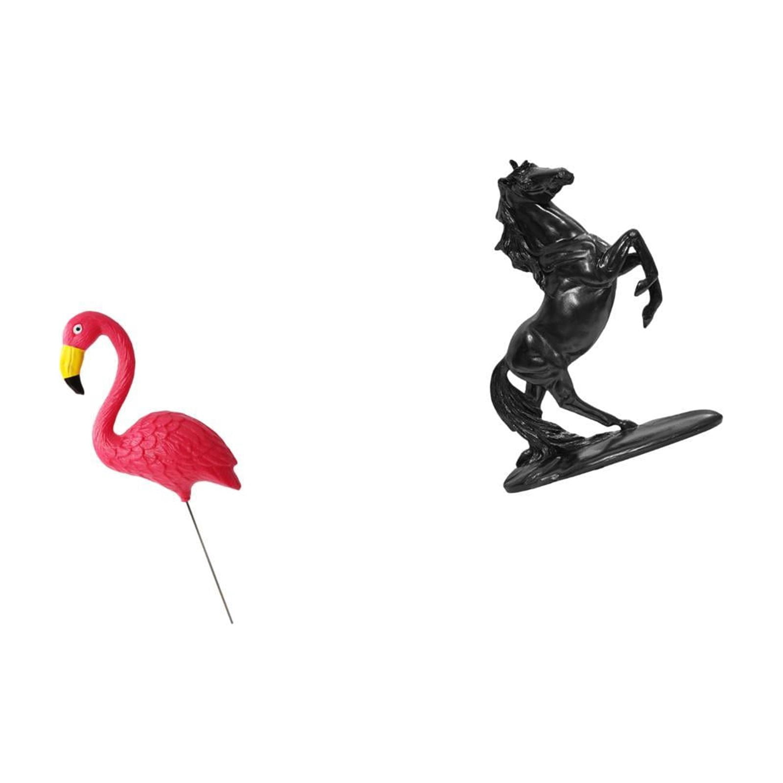 Miulika Flamingo Bird Fairy Garden Ornament and Horse Figurine Sculpture for Holiday Spring Landscape Bedroom Yard Art Accessories