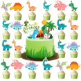 thumbnail image 1 of Decoración para pastel de cumpleaños de dinosaurios KINGZONE, 33 piezas, 1 of 7