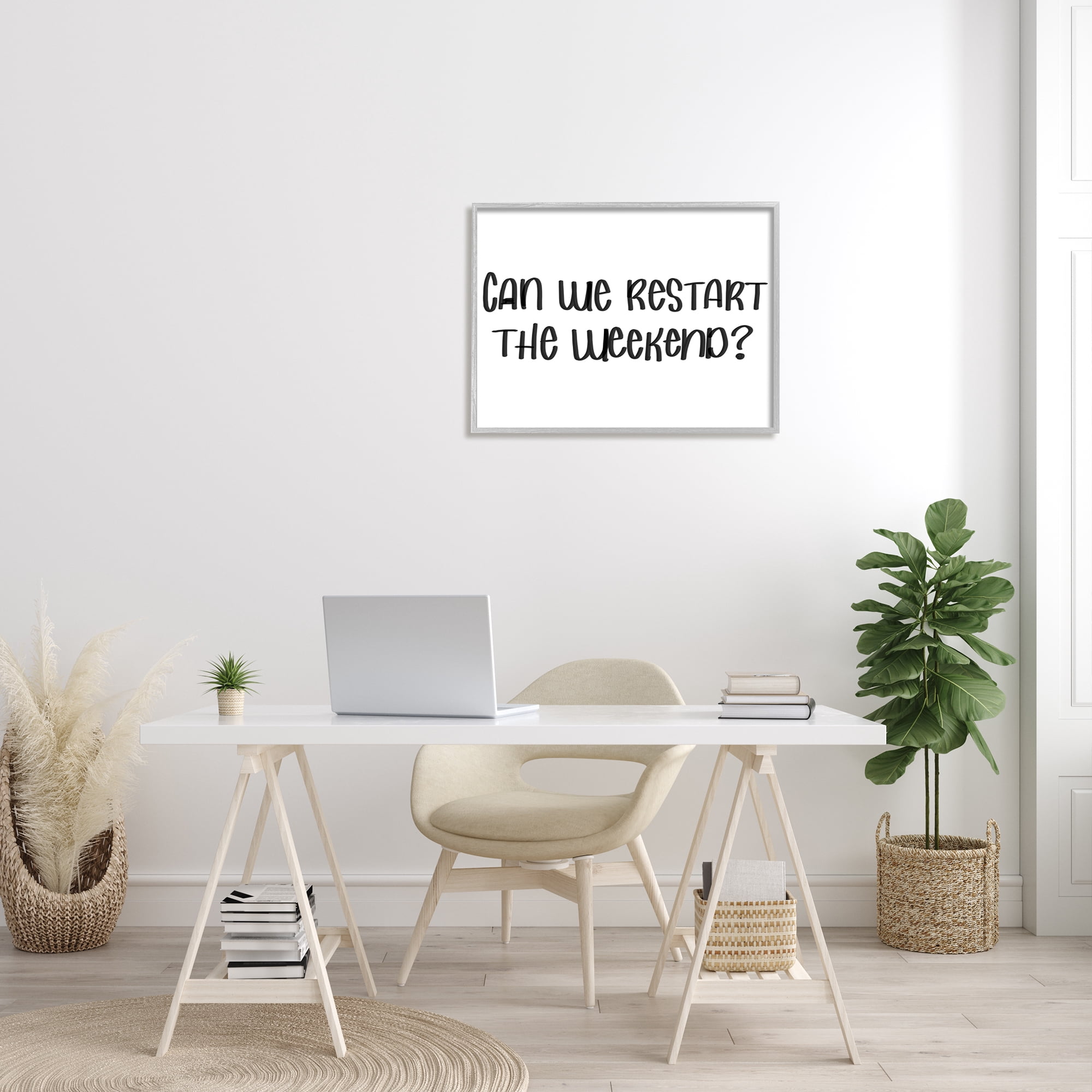 Stupell Industries Can We Restart the Weekend Phrase Black White, 30 x 24, Design by Sd Graphics Studio