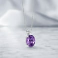 thumbnail image 4 of Gem Stone King 14K White Gold Purple Amethyst Pendant Necklace for Women (3.20 Cttw, Gemstone February Birthstone, Oval 11X9MM, With 18 inch Chain), 4 of 4