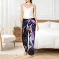 thumbnail image 4 of Salouo Purple Moon Cat Print Women's Pajama Pants Casual Loose Sweatpants PJs Flowy Pants Drawstring Palazzo for Women Wide Leg Pants Lounge Pajama -Small, 4 of 8