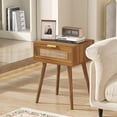 thumbnail image 2 of LAZZO Set of 2 Bedroom Nightstands Wooden Night Stands with Rattan Weaving Drawer Home Bedside End Table for Bedroom Storage, 2 of 9
