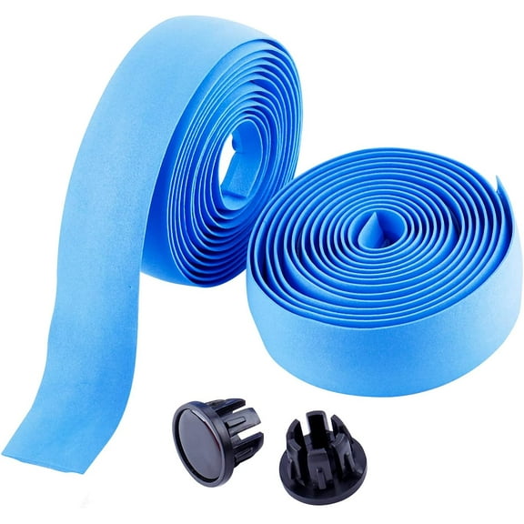 2 Rolls Blue Bicycle Handle Bar Tape Bike Handlebar Tape with 2 PCS End Plugs