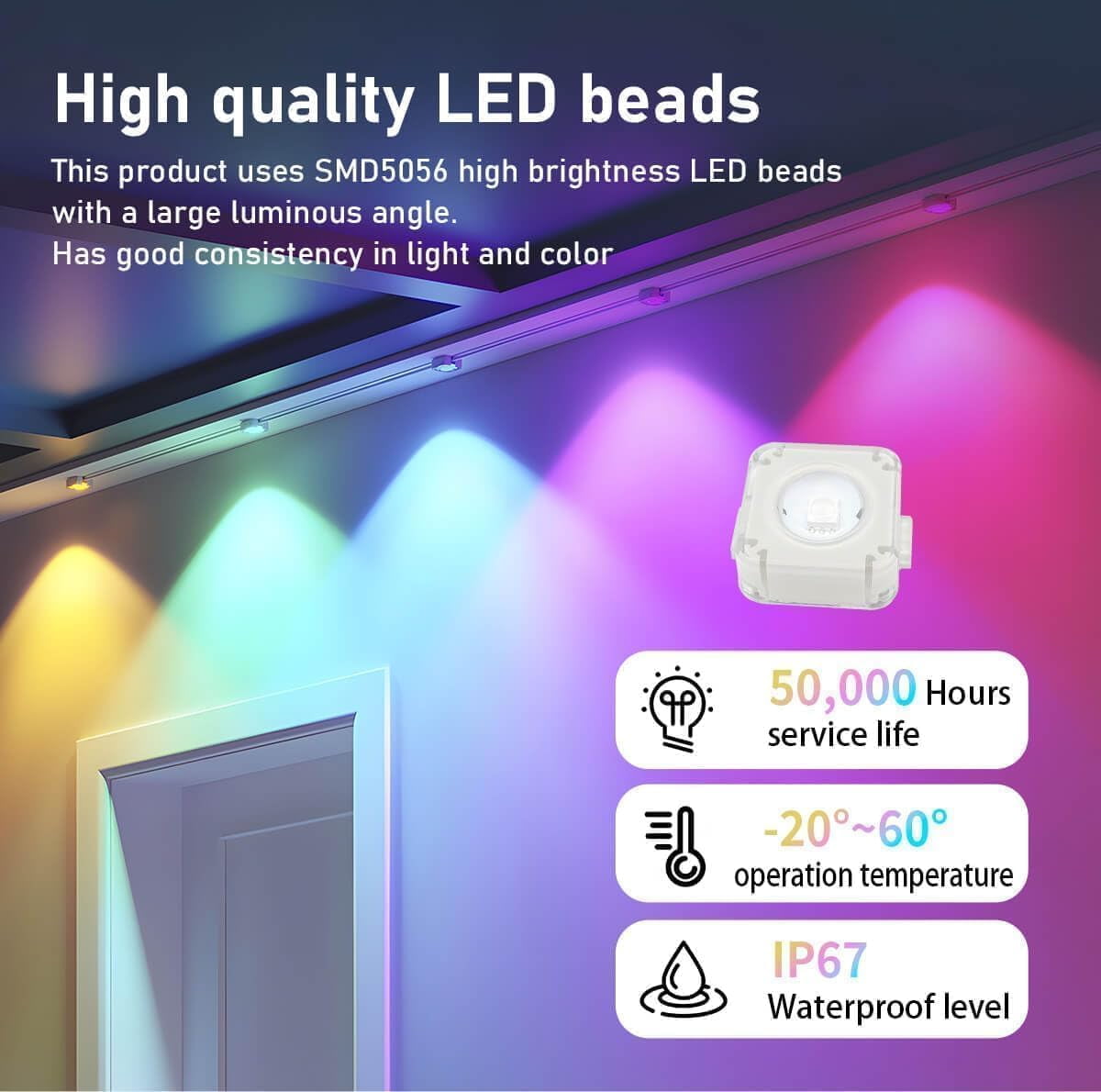 Prociv Permanent Outdoor Lights 100ft, Outdoor Christmas Lights, Smart RGB App Control with 60 LEDs, LED Eaves Lights IP67 Waterproof, House Roof Outdoor Lighting for Party, Daily, Halloween, Garden