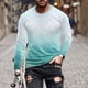 thumbnail image 1 of Blusas y camisas de manga larga con cuello redondo para hombre, blusa informal de manga larga con cuello redondo y estampado degradado, blusa de poliéster para hombre, 1 of 5