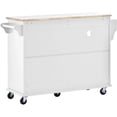 thumbnail image 6 of Kitchen Cart on Wheels, Rolling Kitchen Island with Solid Wood Top, Floor Standing Buffet Server Sideboard with Two Locking Wheels, 4 Small Shelves, Microwave Cabinet and 2 Drawers for Bathroom, White, 6 of 7